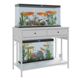 Garvee 40-50 Gallon Aquarium Stand with Power Outlet Metal Frame Fish Tank Stand Adjustable Height White 39.4'' x 19'' - White