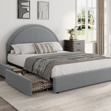 Garvee Full Size Bed Frame with 2 Storage Drawers, Upholstered Boucle Platform Bed, Grey, Modern Bedroom Furniture - Grey