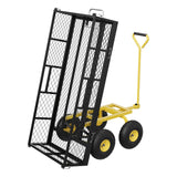 Garvee 900 LBS Garden Dump Cart with Removable Sidewalls Heavy Duty Steel Yard Cart 10-Inch Tires Black - Black