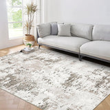 Garvee 5x7 Area Rugs Modern Abstract Faux Wool Rug Taupe/Beige Non Slip Backing Bedroom Carpet - Taupe & Beige