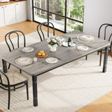 Garvee Large Dining Table for 6-8 People, 79" Wooden Kitchen Table with Sturdy Metal Frame, Dining Room Table, Black Leg & Grey - Black Leg & Grey