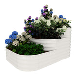 Garvee Galvanized Tiered Raised Garden Bed Kit with Open Base, Modular 3 in-1 Design, 43x63x31.5" Oval, Off-White for Vegetables, Herbs & Flowers - Off-White