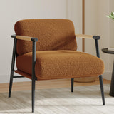 Garvee Modern Accent Chair Comfy Chair Metal Frame Wooden Armrest Cozy Reading Chair Bedroom Living Room Brown - Brown