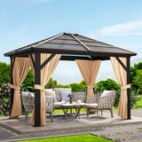 Garvee 10x10 FT Outdoor Gazebo Canopy with Heavy-Duty Aluminum Frame & Waterproof PVC Roof for Backyard Patio Garden Park Events, White