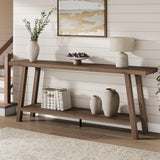 Garvee 70.87" Long Farmhouse Entryway Tables, Rectangular Couch Table, 2 Tiers Accent Tables for Hallway, Brown - Rustic Brown