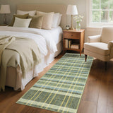 Garvee 2x6 Green Plaid Runner Rug Washable Non Slip Low Pile Kitchen Hallway Entryway Carpet Soft Farmhouse Checkered Rug