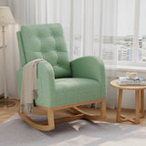 Garvee Nursery Rocking Chair Teddy Fleece Upholstery Sturdy Wooden Legs High Backrest Comfortable Glider Rocking Chair Light Green - Teddy Green