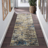 Garvee Hallway Runner Rug 2x6 Feet Modern Abstract Washable Runner Rug, Non-Slip Stain Resistant Area Rug Contemporary Aesthetic Kitchen Mat Entryway Carpet Rug for Bedside, Navy/Taupe