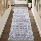 Garvee Washable Rugs with Rubber Backing Non Slip Floral Carpet for Hallways Kitchen Laundry Bedroom Bathroom