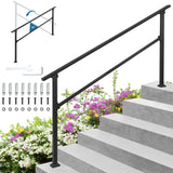 Garvee Hand Rails for Outdoor Steps, 6 Step Adjustable Stair Railing Kit, Black, Safe & Easy Install - Black-1 Pack