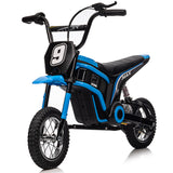Garvee Heavy Duty Ride On Dirt Bike Electric Motorcycle For Kids Ages 3-10, 350W Motor, Rear Suspension, Up To 14.29MPH, Multiple Colors - Blue