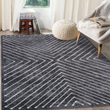 Garvee Geometric Area Rug 4x6 Washable Bedroom Rug Non Slip Contemporary Living Room Stain Resistant Modern Throw Dining Room Carpet Small Indoor Abstract Accent Carpet, Dark Grey