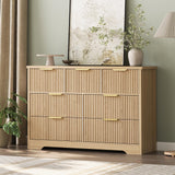 Garvee Fluted Dresser 7 Drawers Wooden Bedroom Storage Organizer 47.24" Wide Natural Oak - Natural Oak
