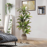 Garvee Artificial Dracaena Plant 5Ft Faux Yucca Tall Silk Tree Indoor Floor Plant in Pot Green - Red Edge