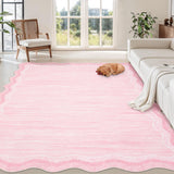 Garvee Scalloped 8x10 Washable Area Rug Pink for Living Room Bedroom Dining Room Home Office Dorm - Scalloped|Pink