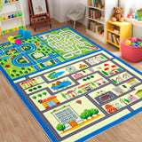 Garvee Washable Kids Play Rug 4x6 Feet Kids Carpet Play Mat Car Play Rug, City Life Traffic Road Children Educational & Game Area Rug for Toddler Boys Girls Bedroom Playroom Classroom Nursery