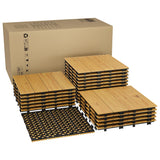 Garvee 22 PCS Interlocking Deck Tiles, 12"X12" Solid Acacia Wood, All Weather Waterproof, Yellow, Outdoor & Indoor Patio Flooring - Yellow
