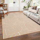 Garvee Large Area Rug 10x13 Modern Rainbow Striped Indoor Carpet Orange Non-Slip Stain Resistant