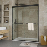 Garvee 56"-60" W x 72" H Double Sliding Shower Door - Semi-Frameless Matte Black for Walk-in Shower Bathroom - Matte Black (6Mm)