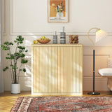 Garvee 34.6 in Sideboard with Double Fluted Doors, 3-Tier Buffet Cabinet, Kitchen Storage for Dining Room, Entryway, Natural
