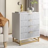 Garvee Black Wooden Dresser 4 Drawer With Gold Handles For Bedroom Hallway Entryway 23.6in x 15.8in x 34.5in - Black