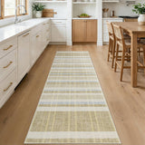 Garvee Plaid Washable Runner Rug 2x6 Non Slip Kitchen Rug Taupe Modern Checkered Textured Low Pile Stain Resistant
