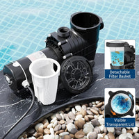 Garvee 1.5HP Pool Pump 1100W, 220V Swimming Pool Pump for Above Ground & Inground Pools, High Flow Copper Motor, Durable Thermoplastic Body with Strainer Basket