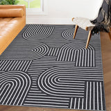 Garvee Washable Rug 4x6 Area Rugs Soft Rainbow Non Slip Rubber Back for Living Room Bedroom Dining Room Black