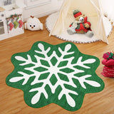 Garvee Washable Christmas Rug Snowflake Carpet Indoor Non Slip Bedroom Rug 4x4ft Green - Green