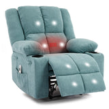 Garvee Manual Recliner Chair with Heating & Massage, Ergonomic Overstuffed Breathable Fabric, Q235 Steel Frame, Living Room Bedroom, Single Sofa, Gray - 35Yl-Light Blue