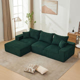 Garvee 110 in Oversized L-Shaped Sofa With Left Chaise & Throw Pillows For Living Rooms, Apartments, Dorms, Green, Soft Corduroy Memory Foam - Green+Left