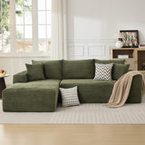 Garvee 108" Sectional Couches L-Shaped Plush Corduroy Fabric Modular Sofa Living Room Green