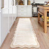 Garvee Washable Runner Rug 2x6 Scalloped Edge Non-Slip Stain-Resistant Polyester Soft Low Pile Cream for Bathroom Kitchen Hallway - Scalloped|Cream