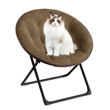 Garvee Saucer Chair Oversized Faux Fur Lounge Chair Gold Metal Frame Foldable Comfy Seat Brown - Brown
