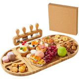 Garvee 3-Piece Large Wooden Charcuterie Board Set with Magnetic Closure, Serving Tray and Knife for Entertaining, Wedding, Housewarming Gifts, Bamboo, Natural Color