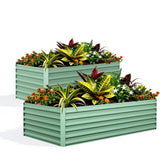 Garvee 2 Pcs 8x4x2 ft Galvanized Raised Garden Bed, 24" Tall Metal Planter Box, Rust-Resistant, Easy Assembly, Outdoor Gardening, Green - Green