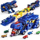 Garvee Deformed Track Dinosaur Car Toy with 12 Dinosaur Models Blue Durable Plastic Interactive Outdoor Fun Kids - Blue