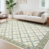 Garvee Area Rugs 5x7 Modern Floral Green Rug Washable Non Slip Soft Ultra-Thin Stain Resistant Accent Carpet for Living Room Bedroom Dining Room Office Nursery Playroom