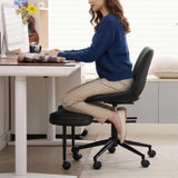 Garvee Ergonomic Kneeling Chair With Wheels & Lumbar Support For Office And Meditation, Adjustable Height, Wide Criss Cross Design, Black - Black