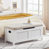 Garvee Storage Shoe Bench with Safety Hinges & Padded Seat for Hallway & Bedroom 100x40x46cm White Spacious Durable Ergonomic