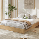 Garvee King Bed Frame Wood Platform Bed Fluted Design Low Profile Natural King Size - Natural