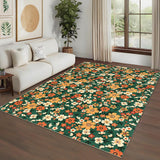 Garvee Large Modern Area Rugs 9x12 Washable Floral Print with Non-Slip Backing Green