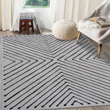 Garvee Geometric Area Rug 4x6 Washable Bedroom Rug Non Slip Contemporary Living Room Rug Stain Resistant Modern Throw Dining Room Carpet Small Indoor Abstract Accent Carpet, Grey&Black