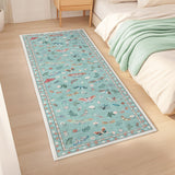 Garvee Insect Print Washable Area Rug 2x6 Entryway Runner Bug Rug Stain Resistant Soft Carpet for Bedroom Forest Floral Floor Carpet Low Pile Nature Rugs for Dining Room Kids Nursery - Green