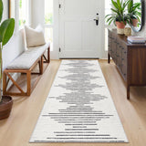 Garvee Modern Striped Runner Rug 2x6 Non-Slip Beige Low Pile Washable Hallway Kitchen Laundry Room