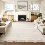 Garvee Scalloped 10x13 Area Rugs Washable Neutral Solid Rug Non Slip Indoor Accent Cream - Scalloped|Cream