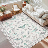 Garvee Large Floral 9x12 Area Rugs For Living Room Bedroom, Soft Washable Butterfly Rugs, Beige - Insect-Beige