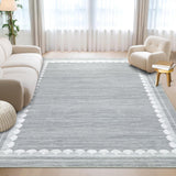 Garvee 10x13 Area Rug Solid Washable Non Slip Scalloped Rug for Living Room Bedroom Dining Room Grey - Grey