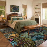 Garvee Large Area Rugs 9x12 Jungle Animal Washable Rug Soft Non Slip Backing Indoor Accent Rug for Living Room Bedroom Dining Room - Blue