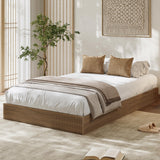 Garvee Twin XL Wood Platform Bed Frame With Fluted Design Low Profile Walnut For Minimalist Bedroom - Walnut